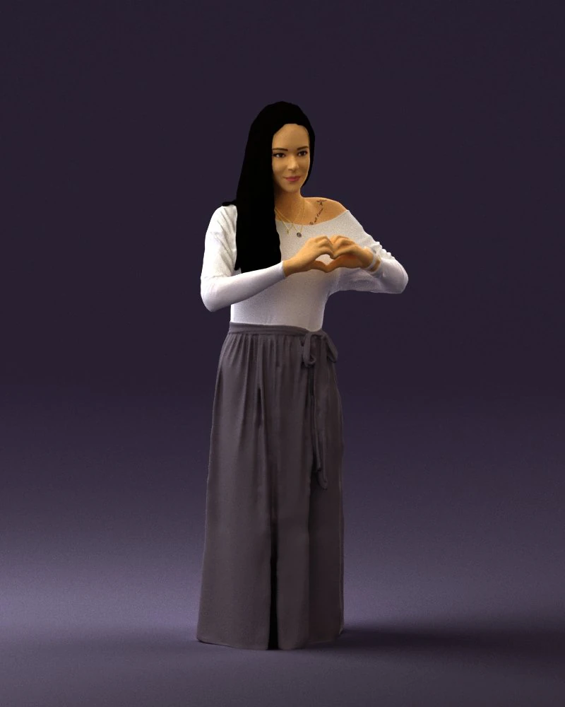 woman showing the heart 0606 3d print ready 3D Print Model .c4d .max .obj .3ds .fbx .stl .blend 