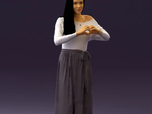 Frau zeigt das Herz 0606 3D-Druck bereit 3D Druckmodell