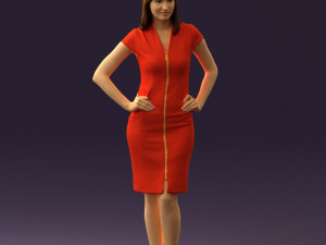 woman in orange dress 0607 3D Model