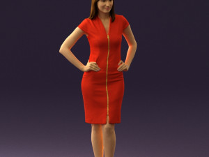 woman in orange dress 0607 3D Model