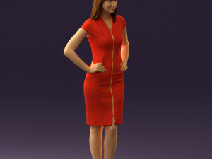 woman in orange dress 0607 3D Model