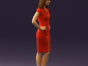 woman in orange dress 0607 3D Model