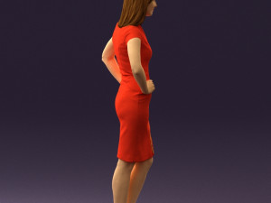 woman in orange dress 0607 3D Model