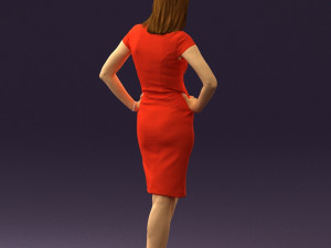 woman in orange dress 0607 3D Model
