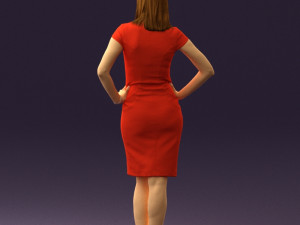 woman in orange dress 0607 3D Model