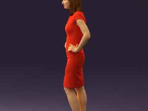 woman in orange dress 0607 3D Model