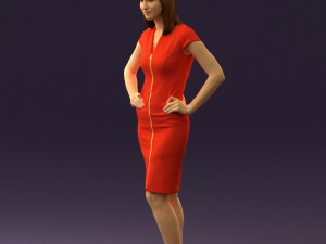 woman in orange dress 0607 3D Model