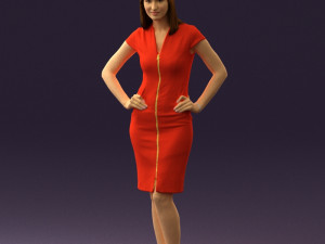 woman in orange dress 0607 3D Model