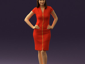 woman in orange dress 0607 3D Model