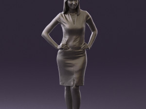 woman in orange dress 0607 3D Model
