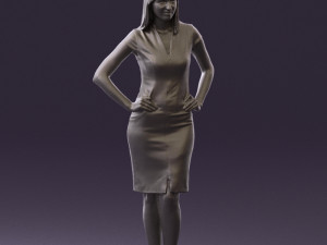 woman in orange dress 0607 3D Model