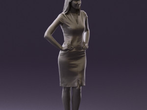 woman in orange dress 0607 3D Model