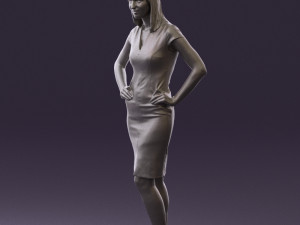 woman in orange dress 0607 3D Model