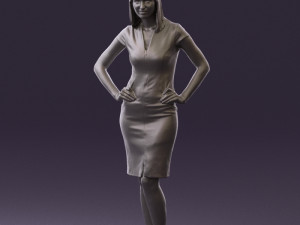 woman in orange dress 0607 3D Model