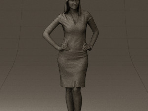 woman in orange dress 0607 3D Model