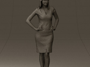 woman in orange dress 0607 3D Model