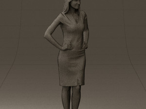 woman in orange dress 0607 3D Model
