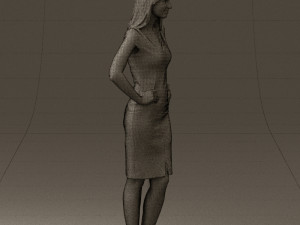 woman in orange dress 0607 3D Model