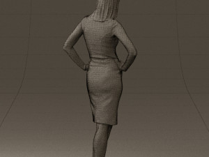woman in orange dress 0607 3D Model