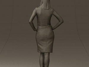 woman in orange dress 0607 3D Model
