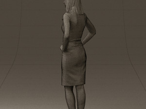woman in orange dress 0607 3D Model