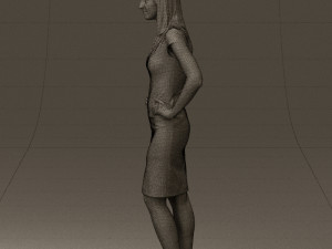 woman in orange dress 0607 3D Model