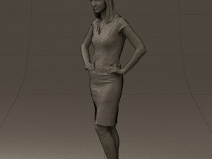 woman in orange dress 0607 3D Model