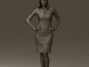woman in orange dress 0607 3D Model