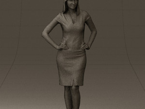 woman in orange dress 0607 3D Model