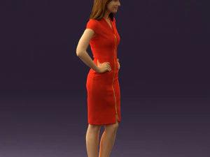 woman in orange dress 0607 3d print ready 3D Print Model