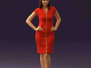 woman in orange dress 0607 3d print ready 3D Print Model