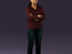 woman in plaid tshirt 0608 Model 3D