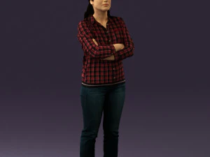 woman in plaid tshirt 0608 3D Model