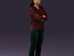 woman in plaid tshirt 0608 3D Model