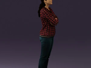 woman in plaid tshirt 0608 3D Model