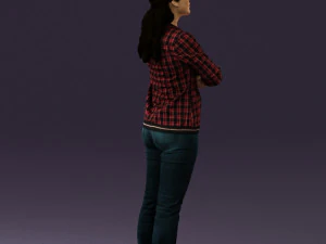 woman in plaid tshirt 0608 3D Model