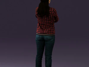 woman in plaid tshirt 0608 3D Model