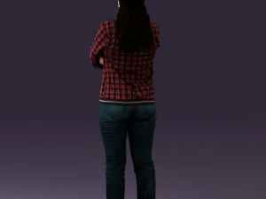 woman in plaid tshirt 0608 3D Model