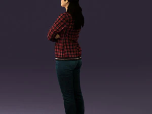 woman in plaid tshirt 0608 3D Model