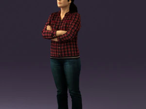 woman in plaid tshirt 0608 3D Model