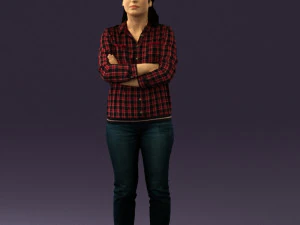 woman in plaid tshirt 0608 3D Model