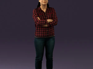 woman in plaid tshirt 0608 3D Model