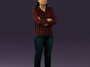 woman in plaid tshirt 0608 Modèle 3D