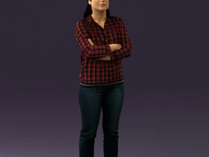 woman in plaid tshirt 0608 3D Model