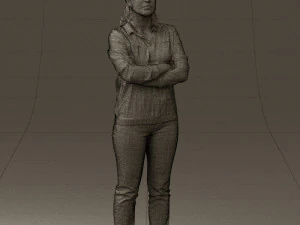 woman in plaid tshirt 0608 3D Model