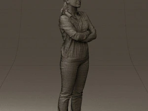 woman in plaid tshirt 0608 3D Model