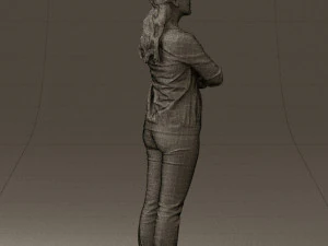 woman in plaid tshirt 0608 3D Model