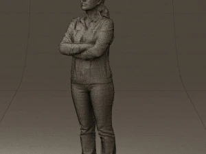 woman in plaid tshirt 0608 3D Model