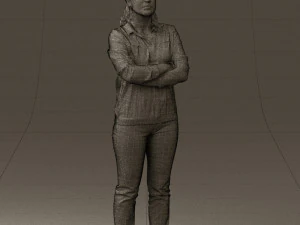 woman in plaid tshirt 0608 3D Model