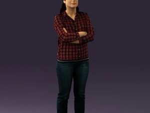 Frau im karierten T-Shirt 0608 3D-Druck bereit 3D Druckmodell